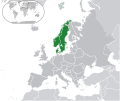 Karta över Skandinavien i Europa / Map of Scandinavia in Europe