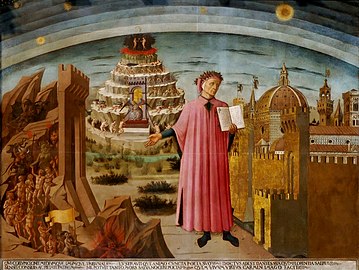 Portrait de Dante (1465), par Domenico di Michelino, cathédrale Santa Maria del Fiore, Florence.