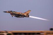 An F-16I Sufa of 119 Squadron "Bat" starts with full afterburner