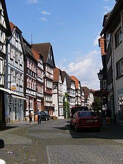 Late medieval framework buildings in Oberstadt road