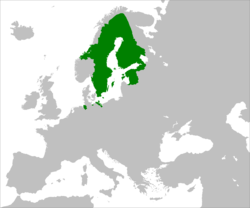 Empayar Sweden pada Keluasan terhebatnya pada tahun 1658.