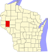 State map highlighting Dunn County