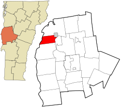 Location in Addison County and the state of Vermont.