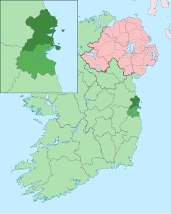 Fingal (dark green) shown within County Dublin (light green) and within Ireland (lighter green)