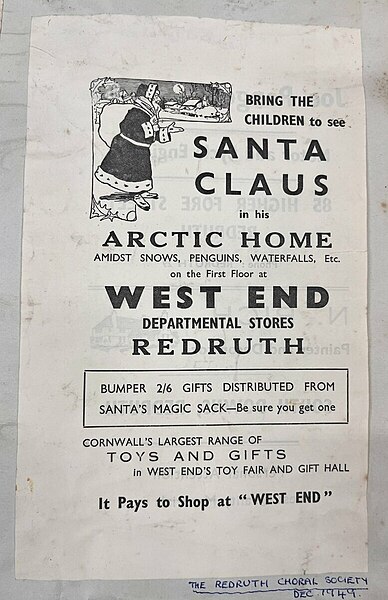 File:Redruth West End Christmas advert - 1949.jpg