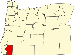 Map of Oregon highlighting Josephine County