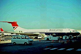 G-ASGR, l'appareil impliqué, ici à l'aéroport de Londres Heathrow en octobre 1975, l'année suivant le détournement