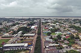 Vista aérea da cidade em 2020.