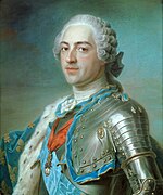 portrait au pastel d’un homme portant perruque et armure.