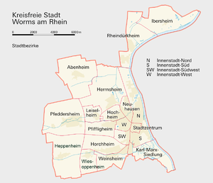 Stadtbezirke der Stadt Worms