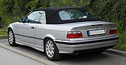 Thumbnail for File:BMW 320i Cabriolet (E36 2C, Facelift) – Heckansicht, 8. Juni 2011, Wülfrath.jpg