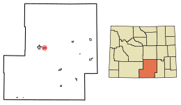 Location of Sinclair in Carbon County, Wyoming.