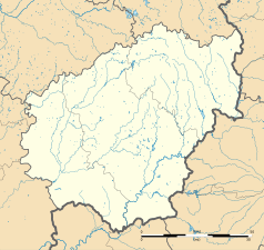 Mapa konturowa Corrèze, na dole znajduje się punkt z opisem „Puy-d’Arnac”