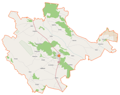 Mapa konturowa gminy Kadzidło, po prawej znajduje się punkt z opisem „Grąd”