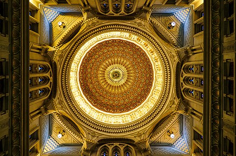 The ceiling adornment at the Emir Abdelkader Mosque (built in 1994). It's the second-largest mosque in Algeria