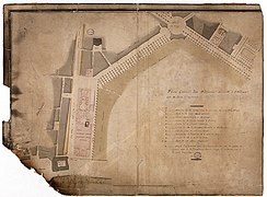 Plan de la partie sud du glacis vers 1780, faisant apparaître le Grand-Théâtre et l'îlot Louis.