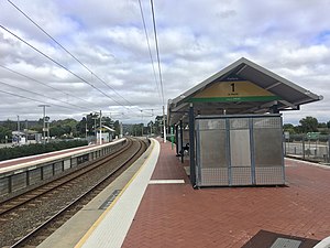 Two brick platforms with small shelter