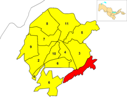 Mapa de Tasquente mostrando o distrito de Yakkasaray