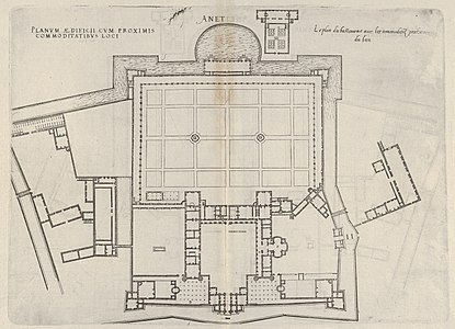 Site plan, engraved by Jacques Androuet du Cerceau for his second volume of Les Plus Excellents Bastiments de France (1579)