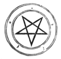 Un altre pentacle del llibre d'Agripa. Aquest té les lletres pitagòriques inscrites voltant del cercle.