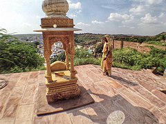 A backside of Mehrangarh Fort has an old temple and is frequented by locals.jpg