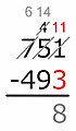 11 − 3 = 8