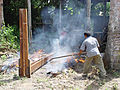 Building a pinas 2004 - plank bending 1