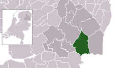 Highlighted position of Coevorden in a municipal map of Drenthe