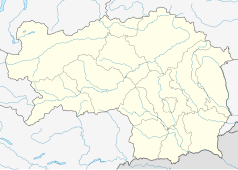 Mapa konturowa Styrii, po prawej nieco na dole znajduje się punkt z opisem „Feldkirchen bei Graz”