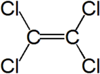 Structuurformule van tetrachlooretheen