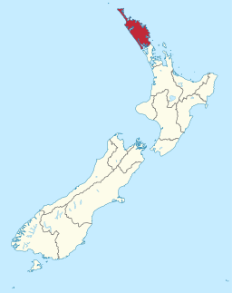 Kart som viser Northland på New Zealand.