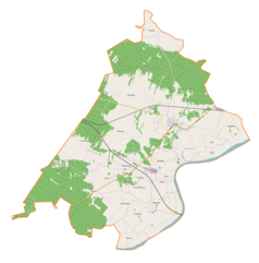 Mapa konturowa gminy Osiek, na dole znajduje się punkt z opisem „Trzcianka-Kolonia”