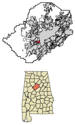 Location of Midfield in Jefferson County, Alabama.