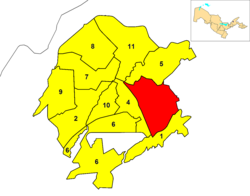 Mapa de Tasquente mostrando o distrito de Hamza