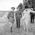 Bernard Montgomery (left), King Peter II (center), and Winston Churchill (right) in July 1941