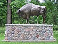 Een standbeeld van een wisent werd geplaatst ter herdenking van de succesvolle jacht op wisenten in 1860 van tsaar Alexander II van Rusland. Het standbeeld staat in Zwierzyniec, gelegen tussen Białowieża en Hajnówka.