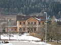 English: Train station, view from the Obdach road Deutsch: Bahnhof, Blick von der Obdacher Straße