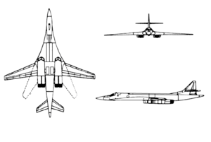 Orthographic projection of the Tupolev Tu-160.