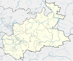 Mapa konturowa powiatu zawierciańskiego, po lewej znajduje się punkt z opisem „Zawiercie Borowe Pole”