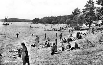 Årsta havsbads strand, kring 1950