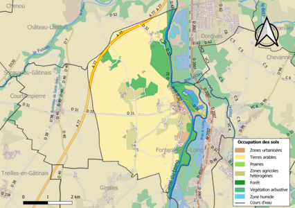 Carte des infrastructures et de l'occupation des sols de la commune en 2018 (CLC).