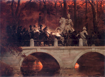 Clash between Polish insurgents and Russian cuirassiers on bridge in Warsaw's Łazienki Park label QS:Len,"Clash between Polish insurgents and Russian cuirassiers on bridge in Warsaw's Łazienki Park" label QS:Lpl,"Starcie belwederczyków z kirasjerami rosyjskimi na moście w Łazienkach" , 1890s date QS:P,+1890-00-00T00:00:00Z/8