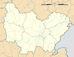 Mapa konturowa Burgundii-Franche-Comté, po prawej nieco u góry znajduje się punkt z opisem „Ferrières-lès-Scey”