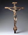 Image 5José Rafael Aragón, Crucifix, ca. 1795–1862, Brooklyn Museum, From about 1750, Catholic churches in Spanish New Mexico were increasingly decorated with the work of native craftspeople rather than with paintings, sculpture, and furniture imported from Europe. This small santo (religious image) is typical of the locally produced objects. It is made of indigenous pine and painted with water-based pigments used by native artisans. (from History of New Mexico)