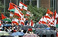 Pengibaran bendera Libanon sebagai dukungan, 22 Juli di Montréal, Kanada.