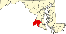 Map of Maryland highlighting Charles County.svg