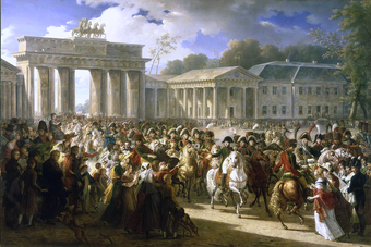 Charles Meynier: Einzug Napoleons an der Spitze seiner Truppen durch das Brandenburger Tor, nach der siegreichen Schlacht bei Jena und Auerstedt. Berlin