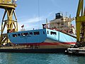 Containerschiff mit Mooringdeck.