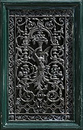 Renaissance Revival – cast iron door window grill of a building on the Boulevard du Temple no. 42, Paris, unknown architect, c. 1850