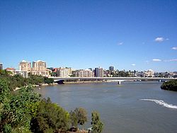 South Brisbane is dominated by riverside high-rise apartments.